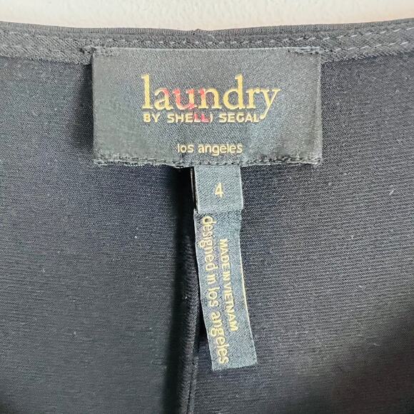 Laundry by Shelli Segal Open Slit Sleeve Shift Black Dress Size 4 - Picture 5 of 9